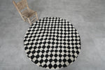 Black and White Checkered Moroccan Round Rug - Custom Handmade Rug