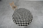 Black and White Checkered Moroccan Round Rug - Custom Handmade Rug