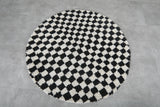 Black and White Checkered Moroccan Round Rug - Custom Handmade Rug