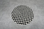 Black and White Checkered Moroccan Round Rug - Custom Handmade Rug