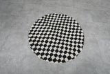 Moroccan Round Rug - Handmade Checkered Carpet