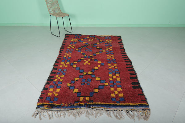 Red vintage handmade berber rug | 4.3 FT X 7.3 FT