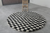 Black and White Checkered Moroccan Round Rug - Custom Handmade Rug