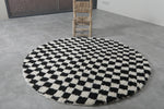 Moroccan Round Rug - Handmade Checkered Carpet