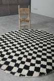 Moroccan Round Rug - Handmade Checkered Carpet