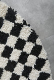 Black and White Checkered Moroccan Round Rug - Custom Handmade Rug