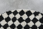 Black and White Checkered Moroccan Round Rug - Custom Handmade Rug