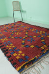 Red Vintage Handmade Berber Rug | 4.3 FT X 7.3 FT