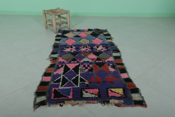 Colorful Moroccan berber runner rug - Handmade 2.8 x 5.7 ft
