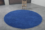 Round Moroccan Wool Rug – 5.9 ft in Royal Blue | Luxurious Boho Accent