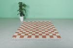 Berber Beni Ourain Rug – 5.4 x 5.6 ft Red and White Checkerboard