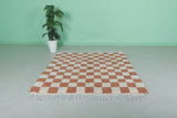 Berber Beni Ourain Rug – 5.4 x 5.6 ft Red and White Checkerboard
