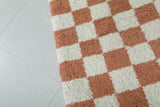 Berber Beni Ourain Rug – 5.4 x 5.6 ft Red and White Checkerboard
