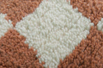 Berber Beni Ourain Rug – 5.4 x 5.6 ft Red and White Checkerboard