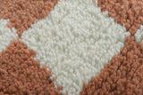 Berber Beni Ourain Rug – 5.4 x 5.6 ft Red and White Checkerboard