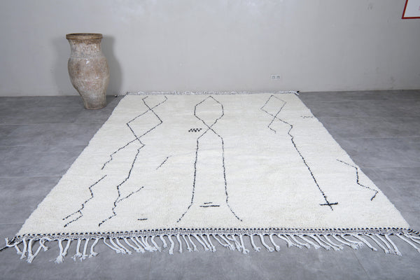 White Moroccan rug with black patterns - Custom sizes