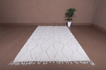 6.5 X 9.7 FT Moroccan Rug - Ivory Handwoven Wool Rug with Diamond Pattern and Tassels