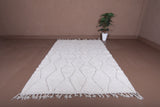 6.5 X 9.7 FT Moroccan Rug - Ivory Handwoven Wool Rug with Diamond Pattern and Tassels