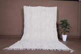 6.5 X 9.7 FT Moroccan Rug - Ivory Handwoven Wool Rug with Diamond Pattern and Tassels