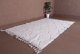 6.5 X 9.7 FT Moroccan Rug - Ivory Handwoven Wool Rug with Diamond Pattern and Tassels