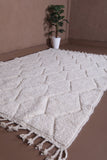 6.5 X 9.7 FT Moroccan Rug - Ivory Handwoven Wool Rug with Diamond Pattern and Tassels