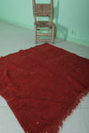 Red Square Handmade Moroccan Rug - 3.4 FT × 3.4 FT | Vibrant Decor Accent