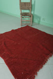 Red Square Handmade Moroccan Rug - 3.4 FT × 3.4 FT | Vibrant Decor Accent