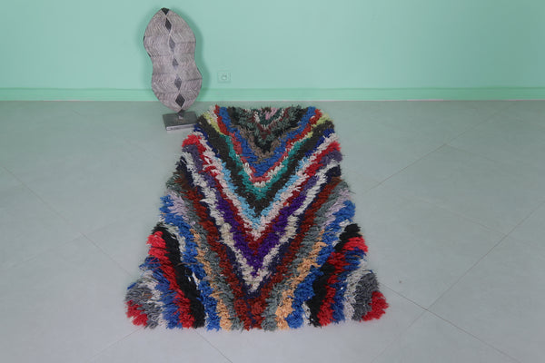 Colorful boucherouite Moroccan carpet – 2.4 x 5.6 ft Handmade rug