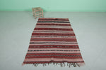 Handwoven Moroccan Rug - 3.9 FT X 6.4 FT - Vibrant Red and Earthy Tones