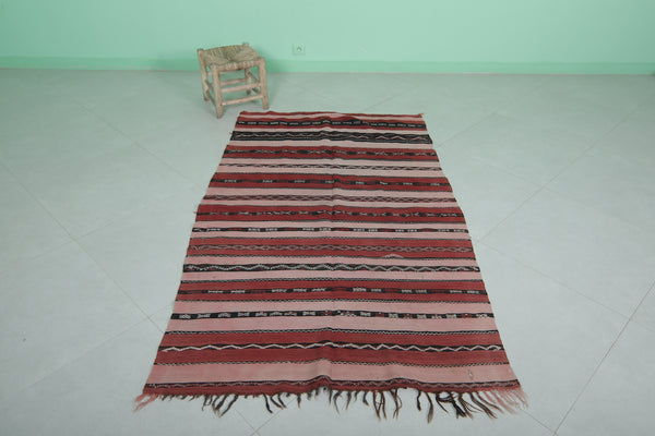 Handwoven Moroccan rug – 3.9 FT X 6.4 FT | Vibrant red & earthy tones