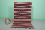 Handwoven Moroccan Rug - 3.9 FT X 6.4 FT - Vibrant Red and Earthy Tones