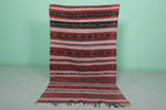 Handwoven Moroccan Rug - 3.9 FT X 6.4 FT - Vibrant Red and Earthy Tones