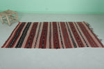 Handwoven Moroccan Rug - 3.9 FT X 6.4 FT - Vibrant Red and Earthy Tones