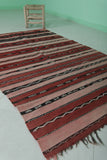 Handwoven Moroccan Rug - 3.9 FT X 6.4 FT - Vibrant Red and Earthy Tones