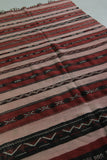 Handwoven Moroccan Rug - 3.9 FT X 6.4 FT - Vibrant Red and Earthy Tones