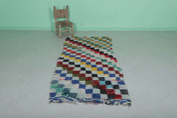 Colorful Moroccan Berber Rug 3.1 X 7 Feet - Handwoven Patchwork Design