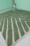 Green and Cream Moroccan Rug 8.7 x 10.1 Ft | Modern Geometric Design