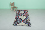 Small Moroccan Boucherouite Rug – 2.5 x 5.8 ft | Handmade Entryway Carpet