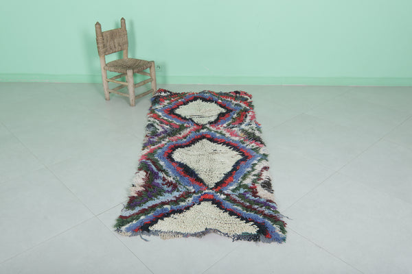 Small Moroccan boucherouite rug – 2.5 x 5.8 ft | Handmade entryway carpet