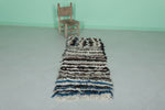 Striped Moroccan Berber Rug - 2 x 5.4 ft | Handmade Shag Rug