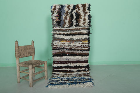 Striped Moroccan Berber Rug - 2 x 5.4 ft | Handmade Shag Rug