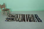 Striped Moroccan Berber Rug - 2 x 5.4 ft | Handmade Shag Rug