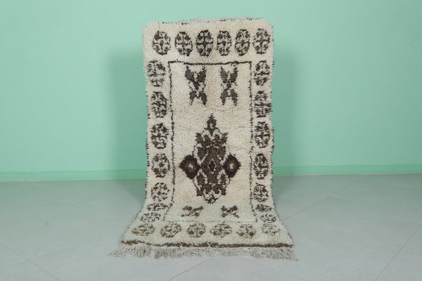 Moroccan Tribal Hallway Rug 2.6 x 5.9 FT - Natural Wool Handmade Runner