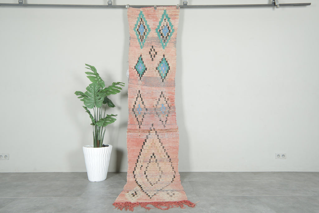 Vintage Moroccan rug runner 2.1 ft x 10.4 ft - Handmade