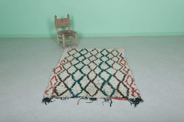 Moroccan berber rug 3.8 X 5.5 Feet - Colorful diamond pattern handwoven