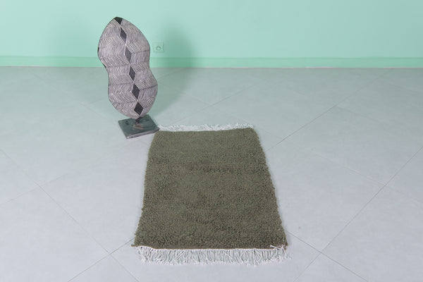 Handmade Moroccan green rug 2 x 3 FT – Compact wool accent rug