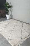 Beni Ourain Rug 5.5 x 8.2 ft Handwoven Moroccan Wool Carpet