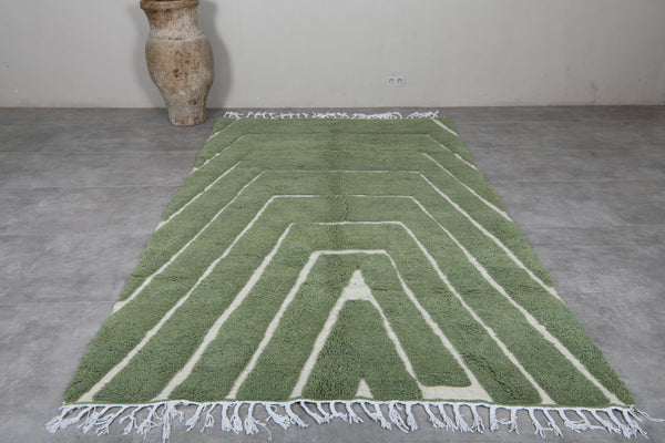 Modern green Moroccan rug - Geometric lines | 6.1 x 10.2 ft