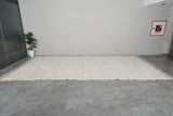 8.3 X 16.2 FT Large Moroccan Rug - Ivory Wool with Minimalist Texture