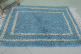 Handmade Moroccan Blue Wool Rug 2 x 3 FT – Soft Accent Rug with White Border